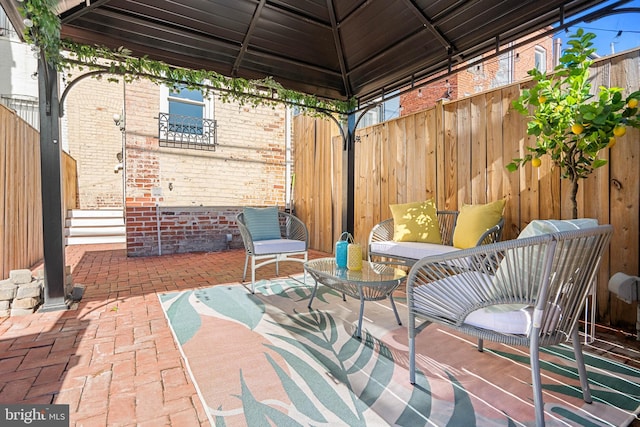 view of patio with a gazebo