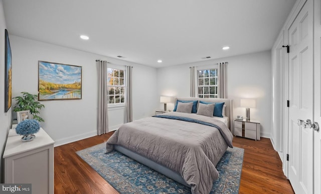 189 Constitution Dr, Princeton, NJ 08540 - bedroom featuring dark wood-style floors, recessed lighting, and baseboards