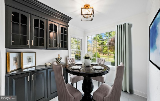 189 Constitution Dr, Princeton, NJ 08540 - dining room featuring crown molding, light tile patterned floors, and baseboards