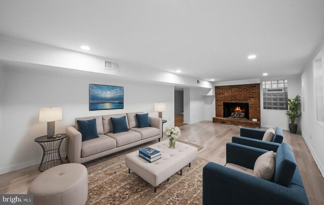 189 Constitution Dr, Princeton, NJ 08540 - living area featuring light wood-type flooring, recessed lighting, a fireplace, and baseboards