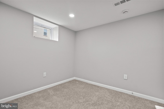 basement with carpet