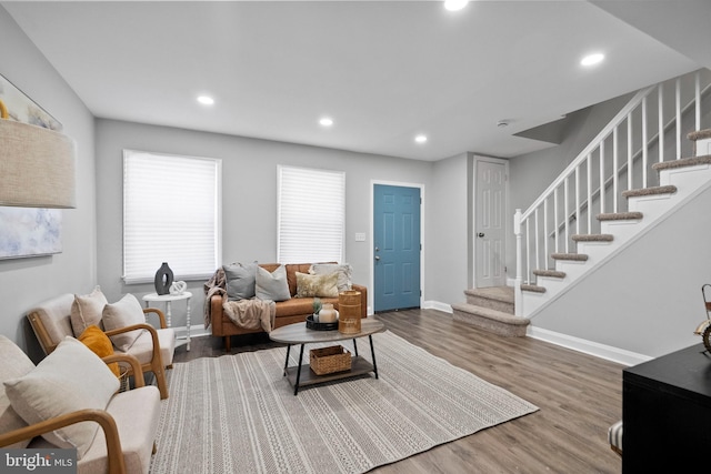 living room with hardwood / wood-style floors