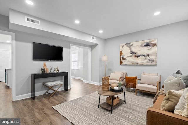 living room featuring hardwood / wood-style flooring