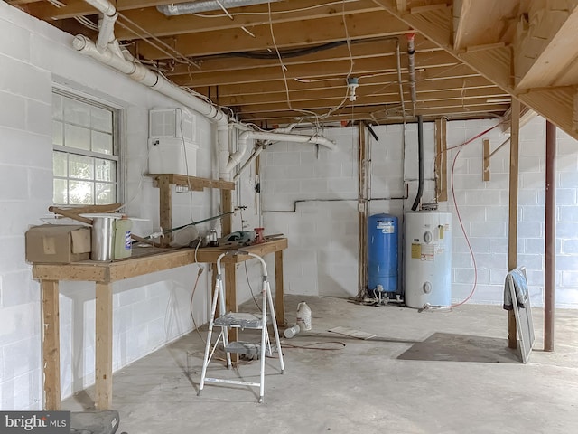 basement with water heater