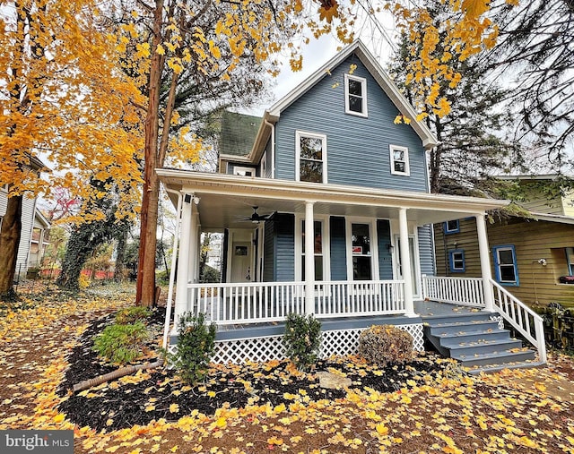 504 Cedarcroft Rd, Baltimore, MD 21212 - view of front of home featuring covered porch and a ceiling fan