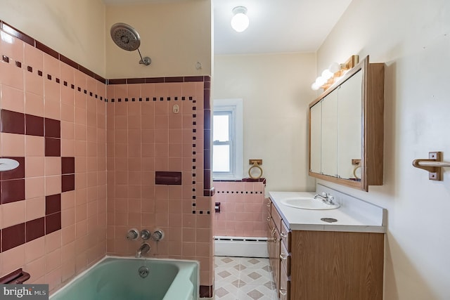 bathroom featuring vanity and a baseboard radiator