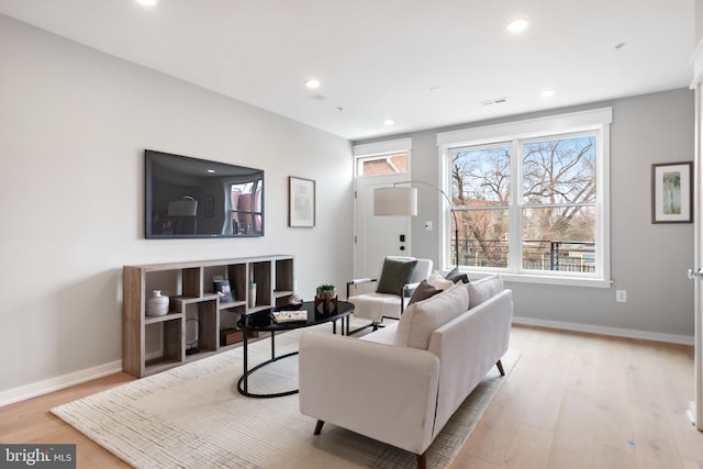 living room featuring light hardwood / wood-style flooring