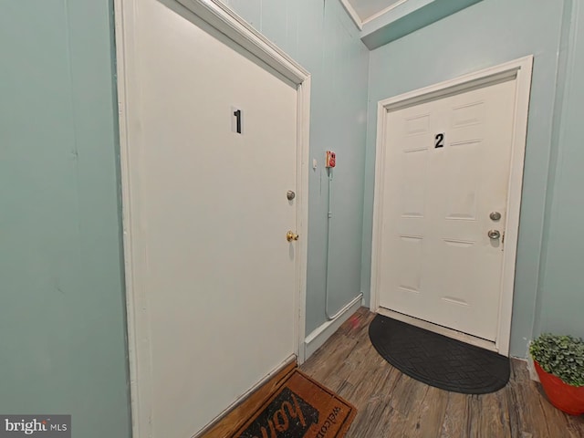 foyer with hardwood / wood-style floors