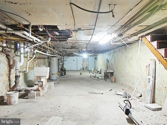 basement with gas water heater