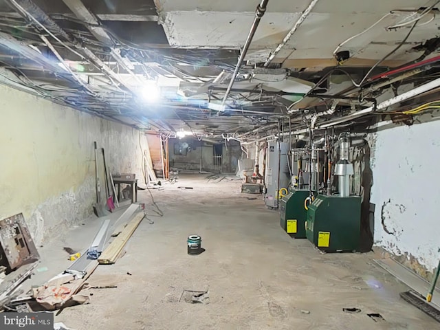 basement with water heater