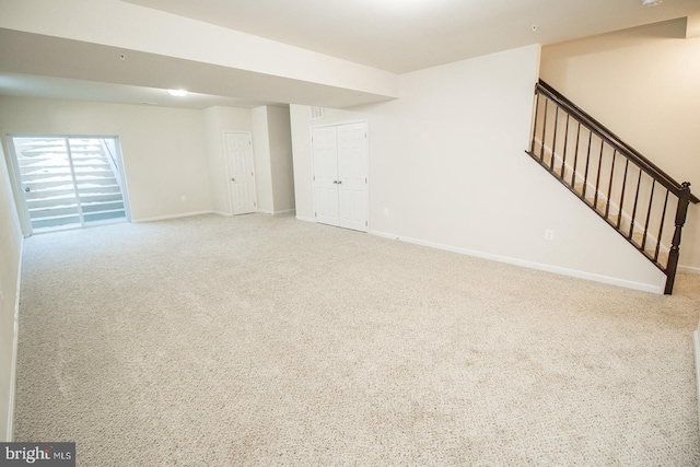 basement featuring carpet