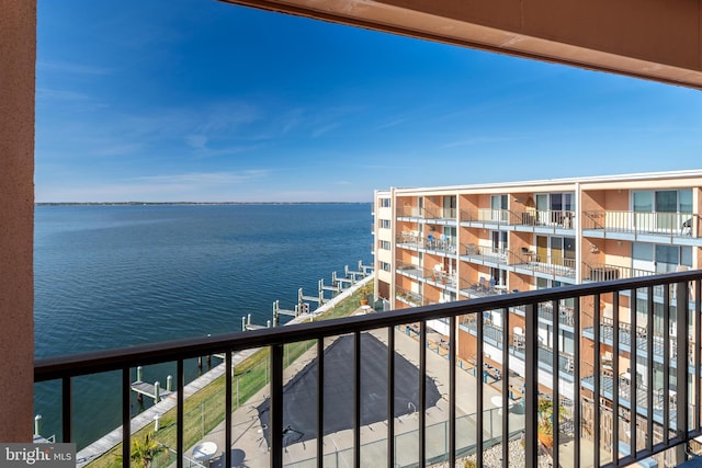 balcony with a water view