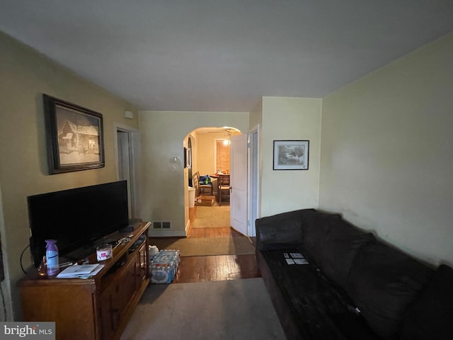 living room featuring light hardwood / wood-style flooring