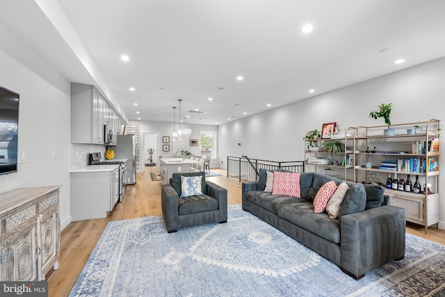 living room featuring light hardwood / wood-style flooring