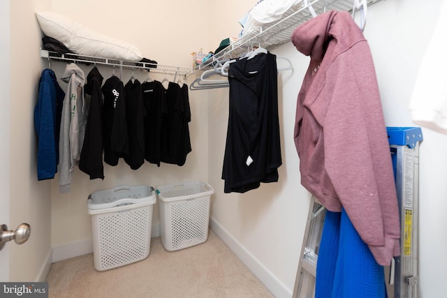 spacious closet with light colored carpet