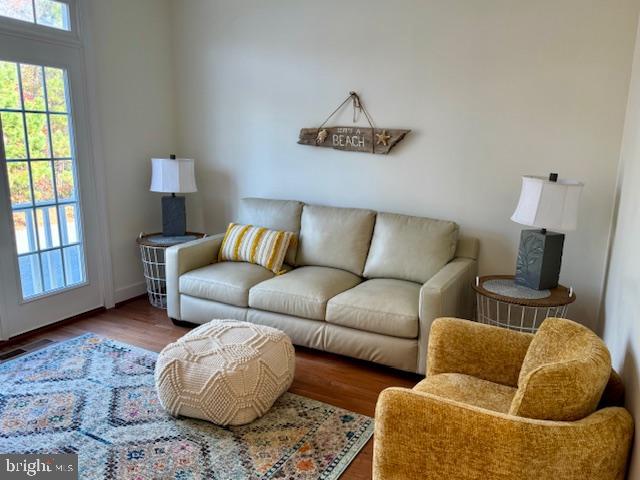 living room with hardwood / wood-style floors