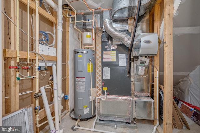 utility room with electric water heater