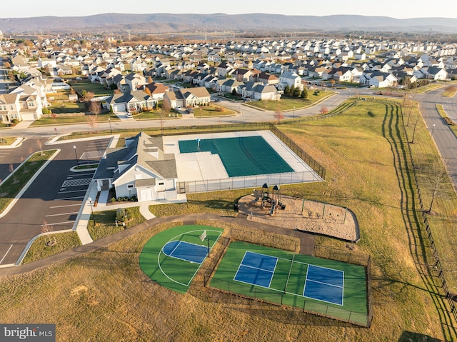 bird's eye view with a mountain view