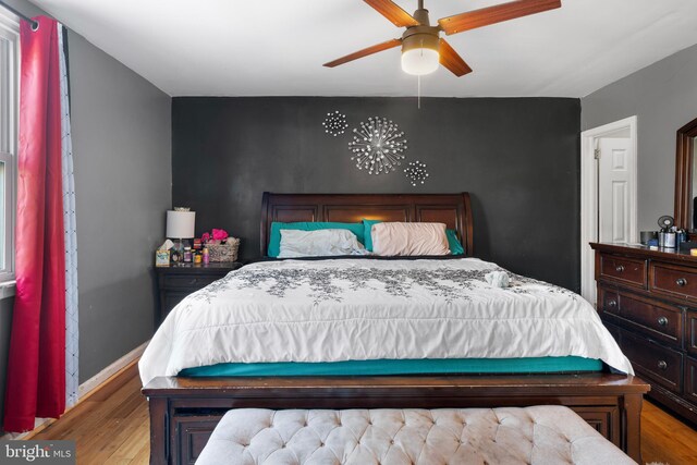 102 W Walnut Park Dr, Philadelphia, PA 19120 - bedroom featuring wood finished floors and ceiling fan