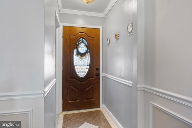 102 W Walnut Park Dr, Philadelphia, PA 19120 - foyer featuring tile patterned flooring and crown molding