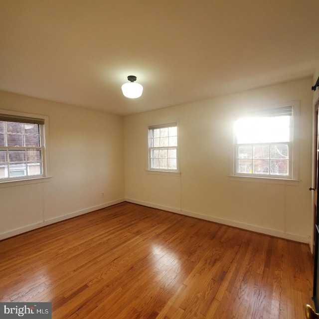 unfurnished room featuring a healthy amount of sunlight and light hardwood / wood-style flooring