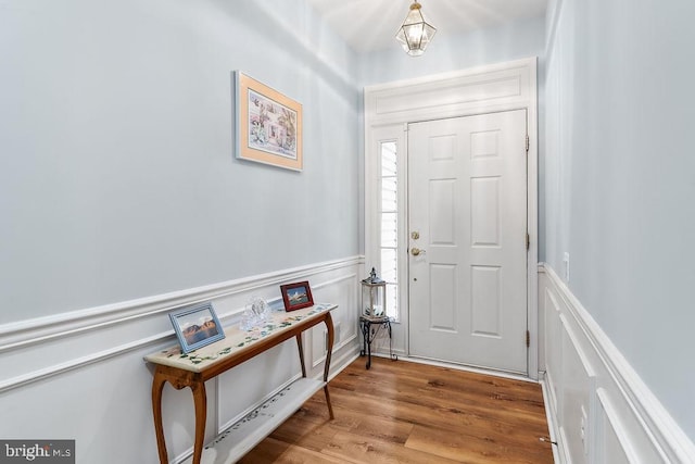 entrance foyer with light hardwood / wood-style flooring