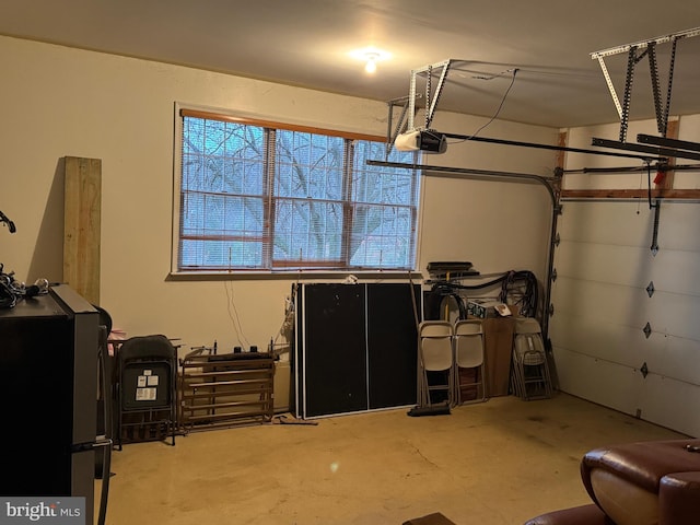 garage with a garage door opener