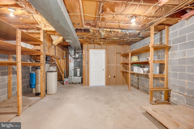 basement with heating unit