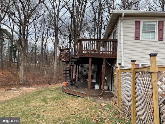 view of yard featuring a wooden deck