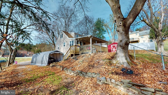 exterior space with an outbuilding