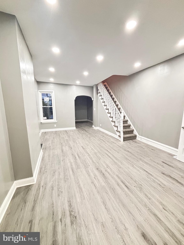 unfurnished living room featuring hardwood / wood-style floors