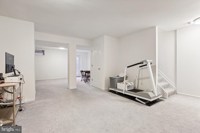 exercise room with carpet