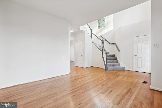 unfurnished living room with light hardwood / wood-style floors