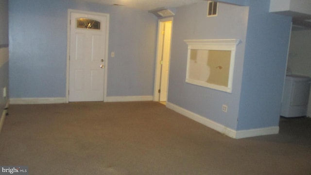 basement featuring carpet