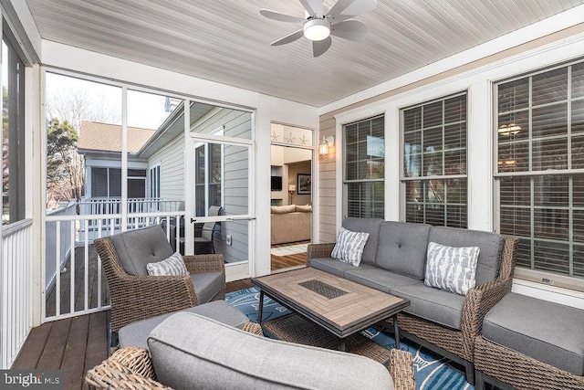 54 October Glory Ave Unit 54F, Ocean View, DE 19970 - sunroom with outdoor lounge area and a ceiling fan