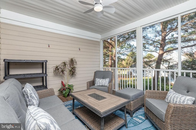 54 October Glory Ave Unit 54F, Ocean View, DE 19970 - sunroom / solarium featuring ceiling fan and an outdoor living space