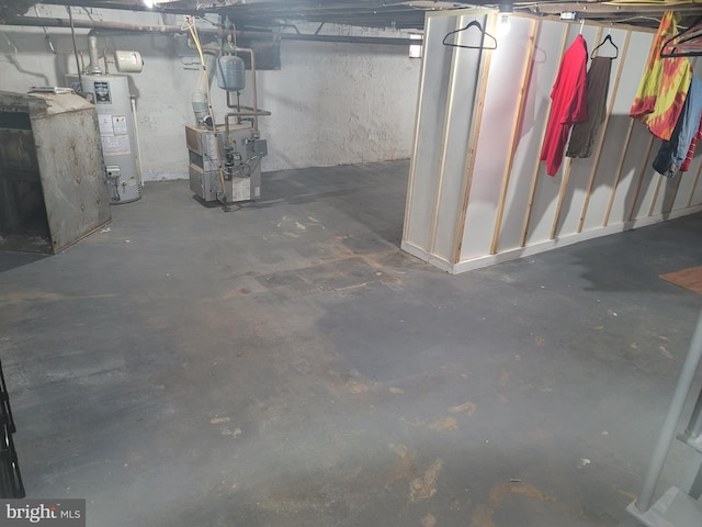 basement featuring water heater