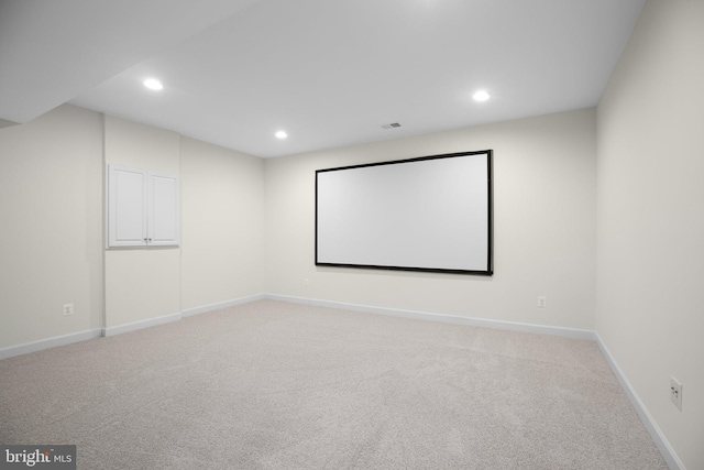 view of carpeted home theater