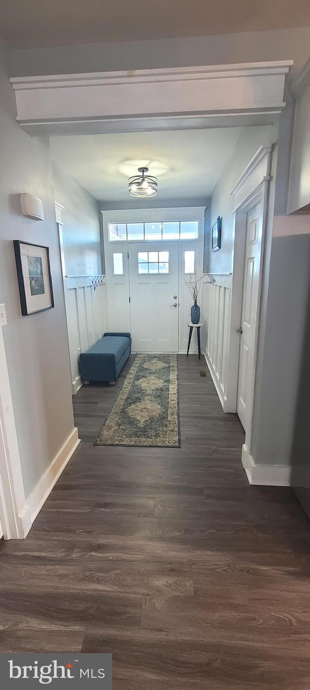 foyer featuring dark wood-type flooring