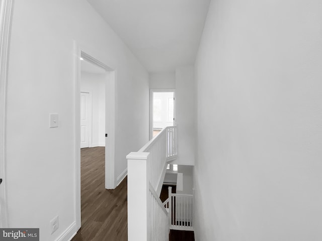 corridor with dark hardwood / wood-style flooring