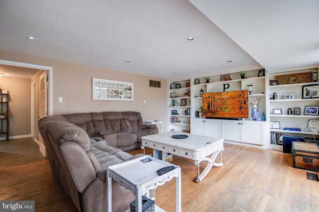 living room featuring light hardwood / wood-style flooring