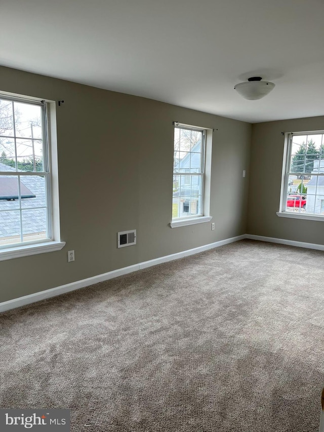 carpeted spare room featuring a healthy amount of sunlight