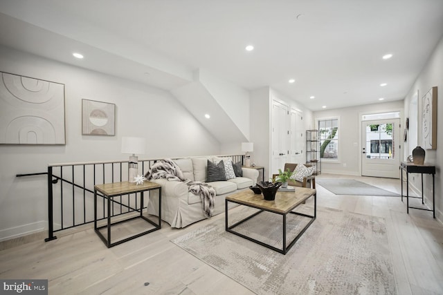 living room featuring light hardwood / wood-style floors