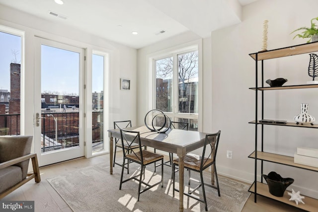 dining area featuring light hardwood / wood-style floors