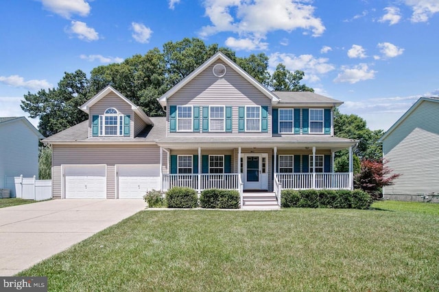 colonial home with a front lawn and a porch