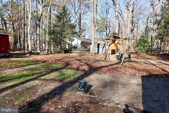 view of yard featuring a playground