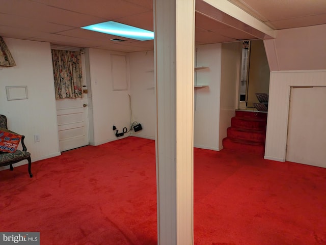 basement with carpet floors