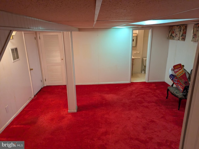 basement with carpet floors