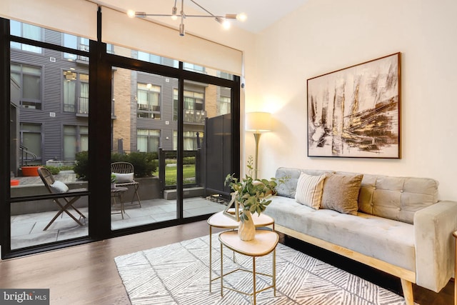 interior space with hardwood / wood-style floors