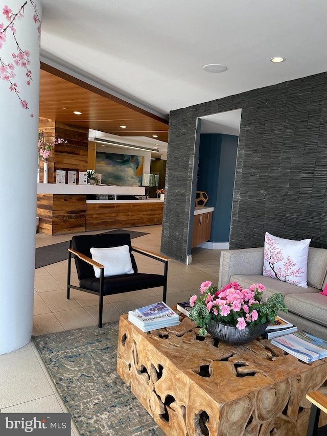 view of tiled living room